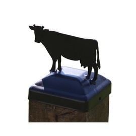 Metal Cow Post Cap for 4x4 Nominal Post (for Posts 3.5in x 3.5in or Smaller-Please Measure Post), Madison Iron and Wood (Gloss Black) (1 Each)