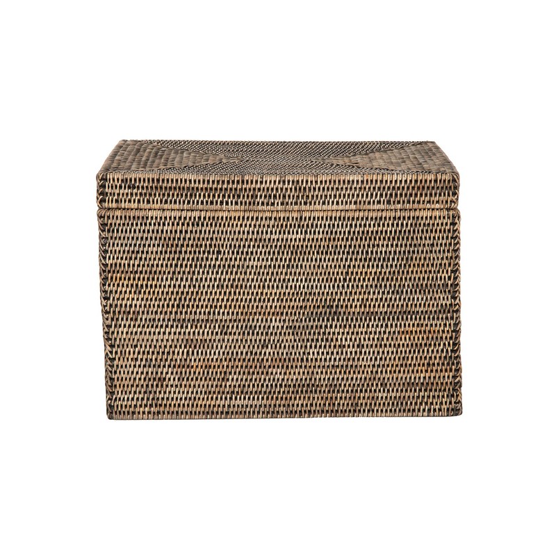 Kouboo La Jolla Rattan Rectangular Storage Box, Black-Wash
