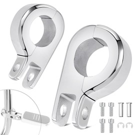 Benlari Highway Pegs P-Clamp Mount Kit, A3 Steel Motorcycle Foot Pegs Fit For 1" & 1.25'' Crash Bars Foot Bracket Clamp Compatible With Harley Touring Electra Road King Road Glide(Chrome)