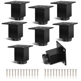 Niviy Pack of 8 Furniture Legs 60 mm Adjustable Furniture Feet, Metal Aluminium Cabinet Feet, Sofa Replacement Support Feet Legs for Furniture Table Chair Desk Kitchen Cabinet Cabinets Black Square