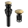 Hurran Bathroom Sink Drain with Overflow and Strainer, Fits Standard Drain Hole, Rapid Draining Plastic Pop-up Sink Drain Stopper Assembly for Vanity Vessel Sink, Brushed Gold