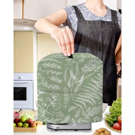 Plants Stand Mixer Cover, Silhouette Leaves Sage Green Mixer Covers Waterproof Mixer Cover with Storage Pocket Cover for Kitchen Aid Mixer Easy Clean Dust Cover 14.5"x9.5"x16.5"