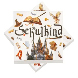 Pack of 32 Wizard School Child Napkins, 2025 School Napkins, Magical Table Decoration, Girls, Boys, Children, First Day of School Decoration, Magic Theme School Child Decoration, 3-Ply 33 x 33 cm