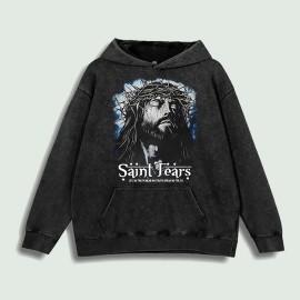 Saint Tears Graphic Hoodie 100% Cotton US Warehouse 6 ColorsColor: Black, Size: L