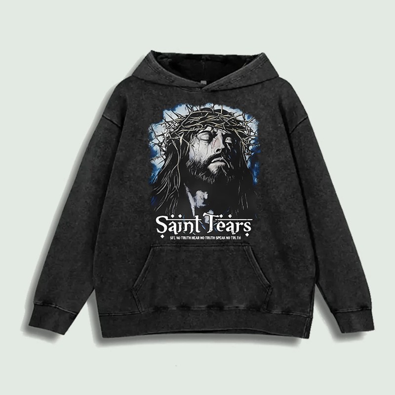 Saint Tears Graphic Hoodie 100% Cotton US Warehouse 6 ColorsColor: