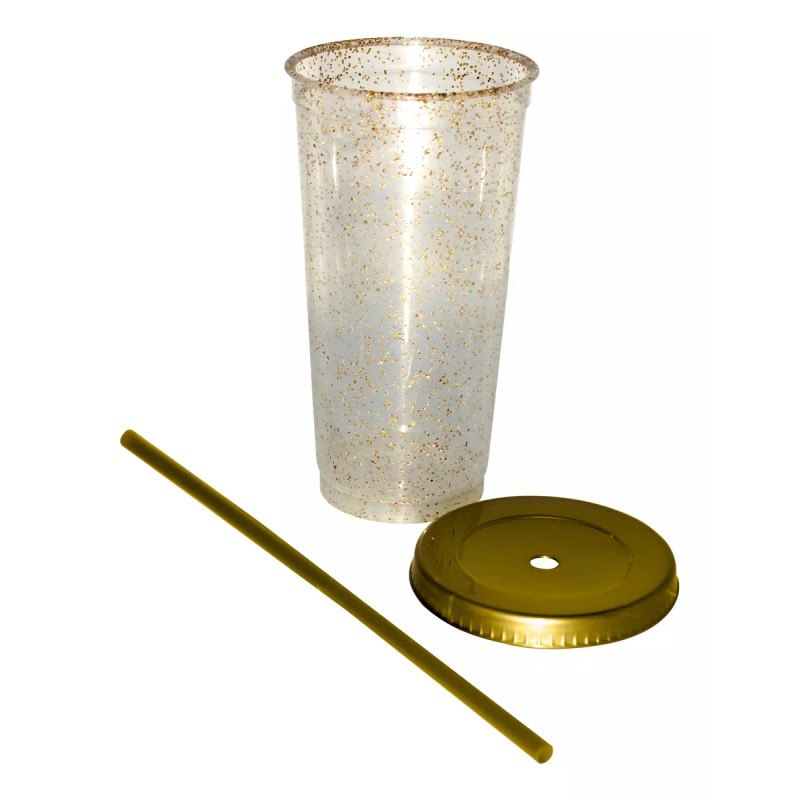 Innova 5 Vasos Reusables Con Popote Glitter 24 Oz