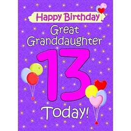 Great Granddaughter 13th Birthday Card (Lilac)