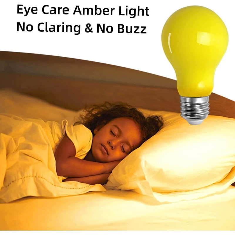 Minsily 6 Pack 3W Yellow Light Bulb A19 LED Bug