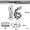 Number 16 balloons Silver，16 Balloons Birthday Boy Girl,40Inch Foil Number