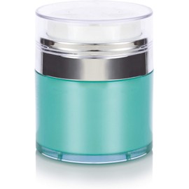 JUVITUS (4 pack) 0.50 oz / 15 ml Acrylic Plastic Teal Blue Airless Refillable Jar