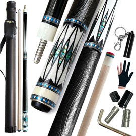 Tai ba cues Pool cue Stick with Case, Multi-Weight System, 12.5 mm Multilayer Leather Tip with 3/8 * 8 Pin Joint, 58" Hardwood Canadian Maple Professional Billiard Cue Stick