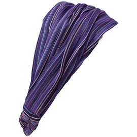 Gheri Cotton Elastic Hippie Bohemian Bandana Headband Striped Purple