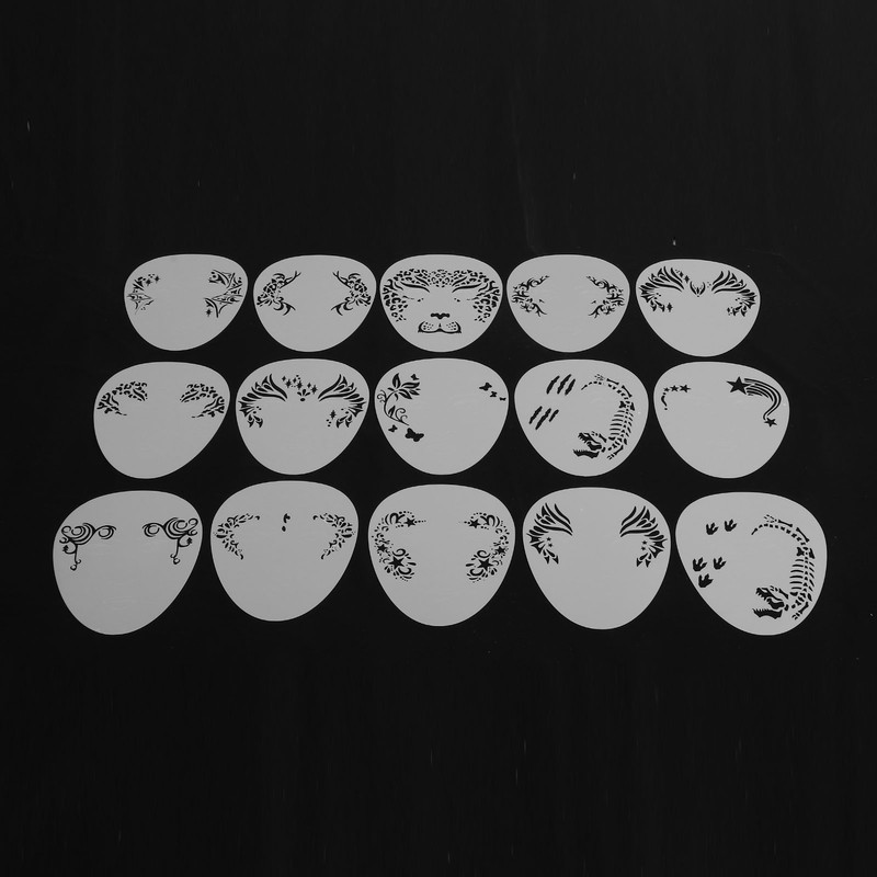 15 Pcs Face Paint Stencils Set PP Reusable Temporary Face