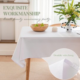 BYDOLL Table Cloth White 60x60 Inch Tablecloth for 6 Foot Square Tables Outdoor Washable Wrinkle Free and Spillproof Polyester Tablecloth for Festival Camping Picnic Wedding Party Table Cover