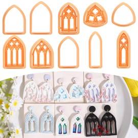 Puocaon Gothic Window Polymer Clay Cutters - 10 Pcs Gothic Style Clay Earrings Making Kit Cathedral Window Stud Cutters for Earrings Jewelry Making