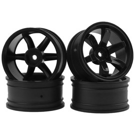 4Pack HIRCQOO RC Plastic Wheel Rims 12mm Hex Hub OD 52mm Compatible with 1/10 On-Road Racing Touring Drift Car Tamiya TT-01 Kyosho RedCat Sakura D4 XIS HSP 1/10 RC Scales,Width 26mm (Black)
