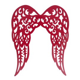 Craig Bachman 24 inch Metal Filigree Angel Wings in Red, Inspirational Wall Plaque, Home Decor, Funeral Arrangement