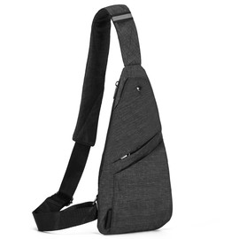 Seoky Rop Slim Sling Bag Small Ultra Thin Water Resistance Crossbody Chest Shoulder Backpack Personal Pocket Bag Dark Grey