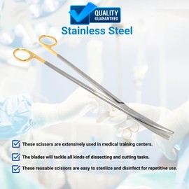 Metzenbaum Scissors Tungsten Carbide Inserts Stainless Steel Surgical Medical Shears With Blunt/Blunt Tips Veterinary Professional Instruments (12" - Curved)