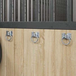 vidaXL Tie Rings with Plate Screw Holes, Ring for Horses, Bar Ring Eye Plate Eye Plate, Silver Steel, Pack of 3