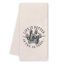 Noaleviax Dog Kitchen Towels Gifts - Funny Dog Kitchen Hand Towels Decor, Life is Better with Dogs Hand Towels Dishcloth for Pub Kitchen Decorative, 16x24 Inch