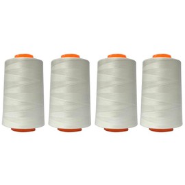 4 Rolls Sewing Thread, Polyester Thread for Everyday Wear, Home Fabrics, Crafts, Leather Goods, Quilting and Overcurls (White)