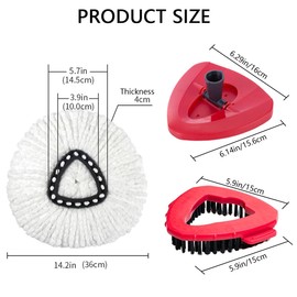 8-Pack Reusable Mop Head Replacement for O Cedar Easywring 1-Tank System, Microfiber Spin Mop Refills Compatible with Vileda 2-in-1 Turbo Triangle