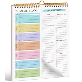 Joyberg Weekly Meal Planner Notebook 8.5x11”, 50 Sheets Weekly Meal Planner Magnetic, Double Helix Meal Planner and Grocery List, Wall-Mountable Menu Planner for Fridge Notepad for Daily & Weekly Plan