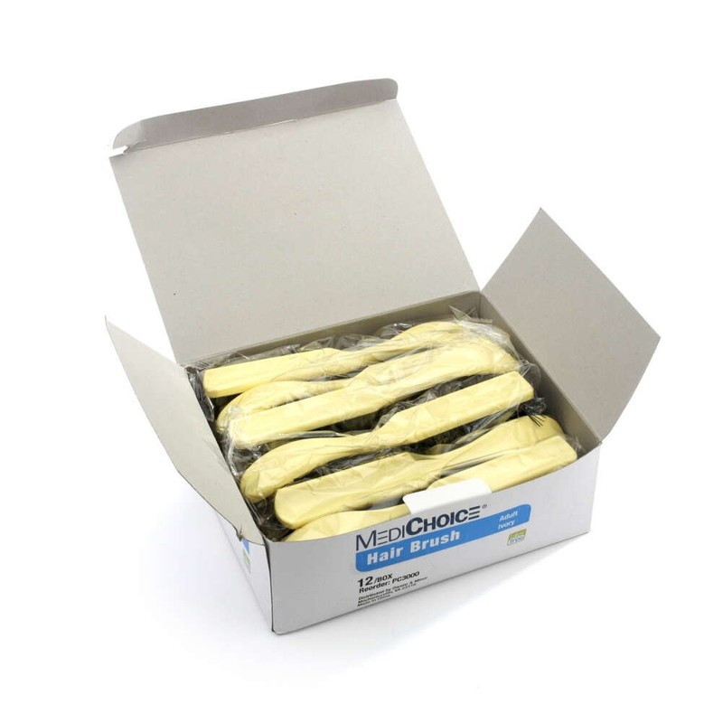 MediChoice Hair Brushes, Plastic Handle, Nylon Bristles, Ivory (Box of