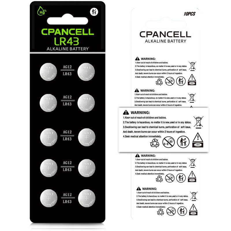 CPANCELL AG12 Battery 386 sr43 Battery L1142 Battery LR43 D386