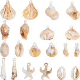SUNNYCLUE 1 Box 44Pcs Shell Charms Seashell Charms Bulk Summer Acrylic Spiral Starfish Conch Cowrie Ocean Sea Life Shell Charms for jewellery Making Charms Necklace Bracelet Earring DIY Craft Beginner
