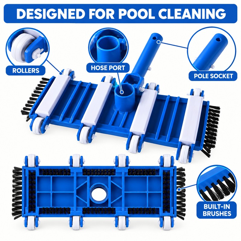 14 Inch Swimming Pool Vacuum Head with Wheels, Side and