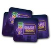 4 Set - Neon Game Room Sign Coaster - Arcade