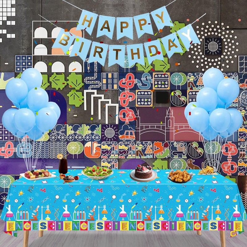 Inspireyee 4 Pieces Science Party Tablecloth Decorations Crazy Scientist Theme