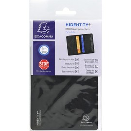 Exacompta - Ref 5402E - Hidentity RFID Double Credit Card Case - 95 x 125mm Large 2 Sides Credit Card Holder - Protects Against Fraudulent Card Reading, Black