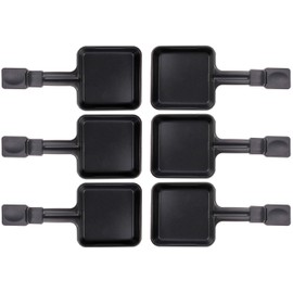 6 x Raclette Pans 23178 10 x 10 cm, Extra Long Handle, Universal for Raclettes (see text for dimensions)