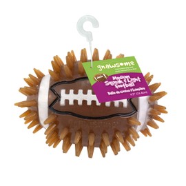 Gnawsome 4.5" Spiky Squeak & Light Football for Dogs - Durable, Rubber Bouncy Puppy Fetch & Chew Toy for Your Pet, Colors Will Vary