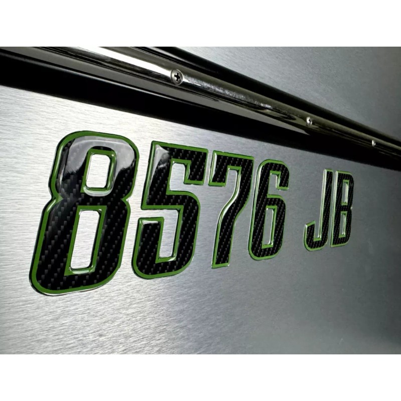 3D Lettering Boat Registration Stickers - Domed Carbon Fiber Numbers