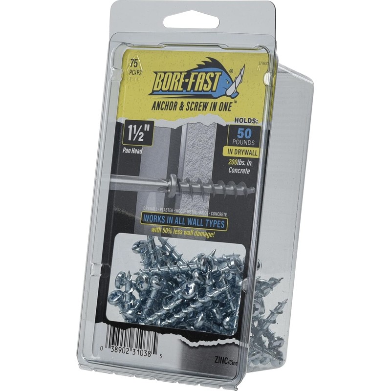 Hillman 377630 Borefast Drywall Anchors, Silver, 75 Count (Pack of
