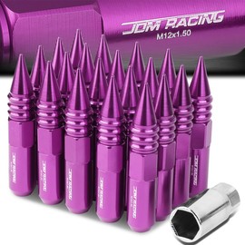 60mm Aluminum M12 x 1.5 6-Point 25mm OD Purple 20 Lug Nuts with 47mm Caps Set Adapter, Light Blue
