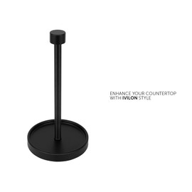 Ivilon Countertop Paper Towel Holder - Modern End Cap Minimalist Design - Fits All Paper Towel Roll Sizes - Color Black
