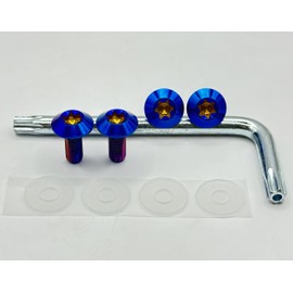 Kuroobaa Car Titanium License Plate Bolts M6 Anti-Theft Screws License Plate Frame Set of 4 (Blue)