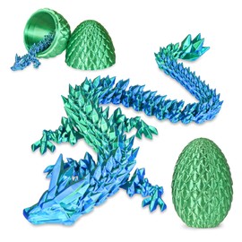 Surprise Dragon Egg with Dragon Inside – Gifts for Kids and Adults, 3D Printed Fidget Toy, Ideal for Christmas, Easter, Birthdays, Fun Desk Décor and Stress Relief(Christams Green, Medium)
