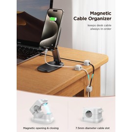 6 Pack Magnetic Cable Clips [Cable Smooth Adjustable] Cord Holder, Under Desk Cable Management, JOYROOM Adhesive Wire Holder Keeper Organizer for Home Office Desk Phone Car Wall Desktop Nightstand