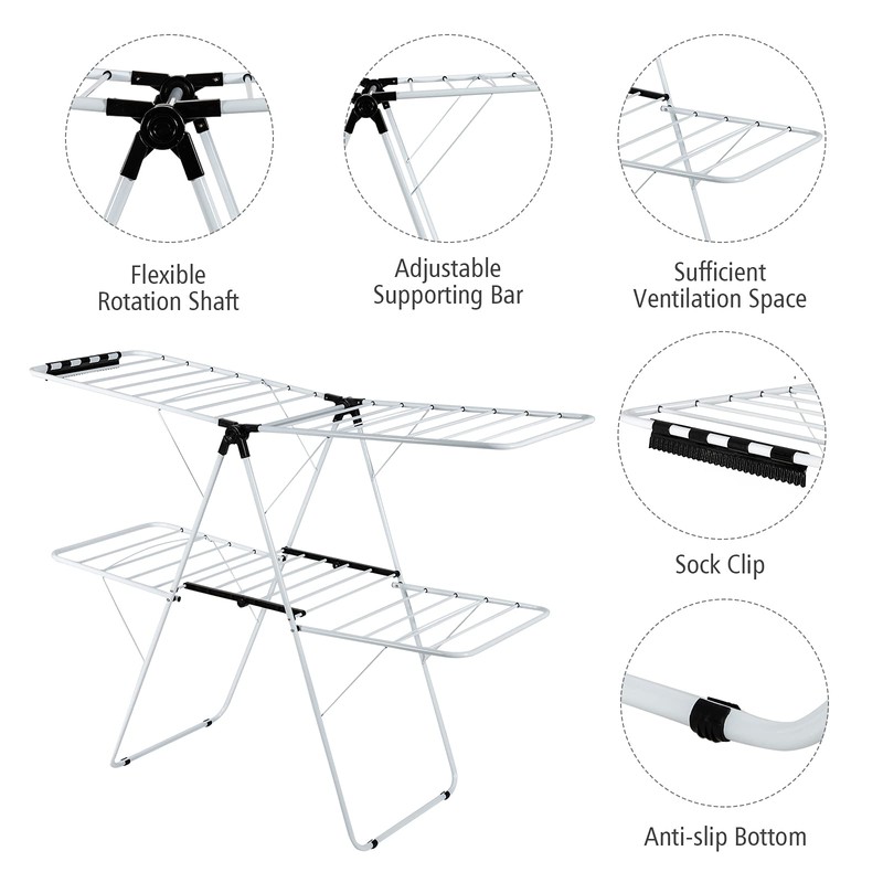 Nightcore 2-Layer Clothes Drying Rack, Aluminum Drying Rack with Adjustable