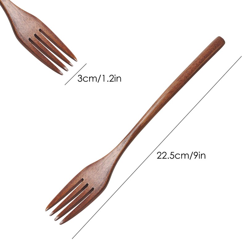 8 Pack Wooden Forks, findTop 9 Inch Long Handle Reusable