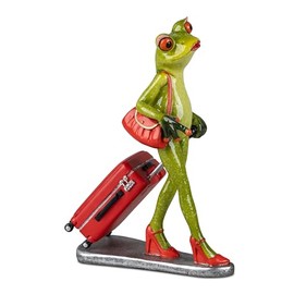 formano Frog Lady Tour Decoration Light Green Froschhausen (Woman with Bag and Suitcase)