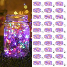 btfarm 30 Pack Fairy Lights Battery Operated [3 Modes], 7ft 20 Led Twinkle Lights String Lights Waterproof Bulk Small Mini Silver Wire for Mason Jars Vases Wedding Table Centerpiece, Multicolor