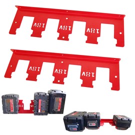 WOLGNKI Metal Battery Holder 4 Slot Organizer Mount Fit for Milwaukee M18 Battery, 2-Pack