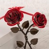 Hand-Forged Wrought Iron Double Red Metal Rose with Twist -